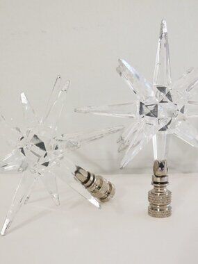 FLASH SALE! Retro Modern Lucite Sunburst Finials, Pair